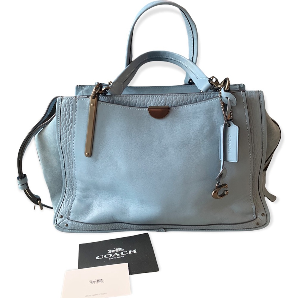 Coach Bag Dreamer 36 Slate Blue Leather Suede Satchel Shoulder Bag